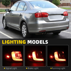 Driver Tail Light Assembly Compatible with 2011-2014 Volkswagen Jetta Rear Lamp Outer Left Side with Halogen Bulbs Rear Taillight, Cannot fit to Hybrid Replaces# VW2804107 5C6945095D - Dasbecan