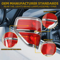 Silver Pair Rear Tail Lights Brake Lamps Assembly Compatible with 2009-2014 Ford F150 SVT Replaces# FO2818148 FO2819148 FO2818150 BL3Z13405AA BL3Z13405B BL3Z13404B BL3Z13405AA