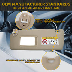 Beige Left Driver Side Sun Visor Compatible with 2010-2023 Lexus GX460 2009-2023 Toyota Land Cruiser Prado KDJ155 /KDJ150 Replace# 74320-0G030-A0