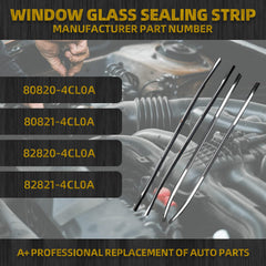 4Pcs Weatherstrip Window Seal Car Window Moulding Trim Compatible with 2014-2020 Nissan Rogue Replace 80820-4CL0A, 80821-4CL0A, 82820-4CL0A, 82821-4CL0A