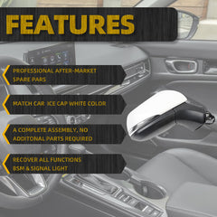 8Pins Passenger Side Mirror Compatible with 2019-2024 Toyota Rav4 Right Side View with Power Heated Turn Signal Blind Spot Detection Super White Replaces# 879100R271 TO1321384