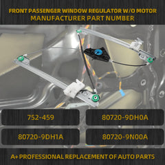 Power Window Regulator Without Motor Compatible with Nissan Maxima 2009-2014 Sedan Front Right Passenger Side Replaces 752-459 80720-9DH0A 80720-9DH1A 80720-9N00A
