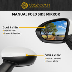 Left Driver Side Mirror-Compatible with Chevy Cruze 2016-2019 Power adjustment Manual fold Non-Heated Side View Mirror Assembly Replace GM1320541 3pins White
