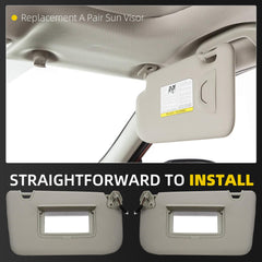 A Pair Sun Visor Compatible with 2014-2020 Nissan Rogue X-Trail Driver/Passenger Side Sunshade with Makeup Mirror Replace# 96401-4BA3E 96400-4BA1D(Gray)
