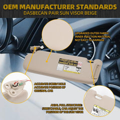 Beige Pair Sun Visor Compatible with Hyundai Sonata 2005 2006 2007 2008 Replaces# 852013K010QD 85202-0A750-QSQQH
