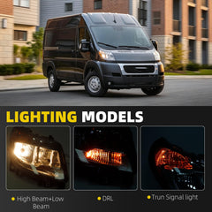 6Pin Right Headlight w/DRL Compatible with 14-22 Ram Promaster | For Promaster 1500 2500 3500 Front Passenger Side Headlamp Replace CH2502254 CH2503254, Not Fit Promaster City