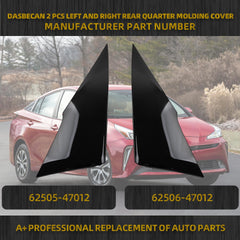 2 Pcs Left and Right Rear Quarter Molding Cover Compatible with Toyota Prius 2016-2021 Replace# 62505-47012 62506-47012