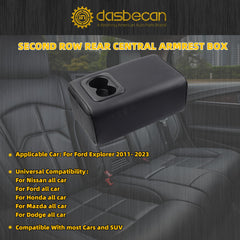 Universal Rear Seat Armrest 2 Row Console Box with Cup Holder Arm Rest Backseat Armrest Console Box Second Row Rear Central Armrest Box (Black Single Pocket)