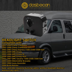 Headlight Switch Compatible with Chevrolet Chevy Trailblazer EXT Express 1500 2500 3500 Van GMC Envoy XL XUV Savana 1500 2500 3500 Headlamp Switch Without Fog Lights #10372953 15067050