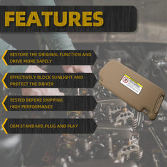 Left Driver Side Sun Visor with Vanity Light |Makeup Mirror| Compatible with Hyundai Elantra 2007-2010 Replace# 852012H0208M 85201-2H110-8M 85202-2H110-8M 85201-2H110-4W 85202-2H110-4W(Beige)