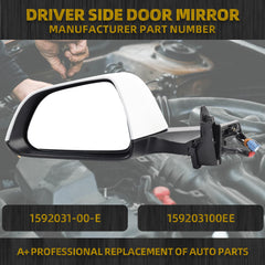 Driver Side Mirror Assembly Compatible with 2017-2023 Tesla Model 3 Left Mirror Pearl White with Power Adjusted/Power Folding/Heated & Memory Recall