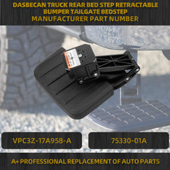 75330-01A Truck Bed Step Retractable Step Compatible with Ford F-250 F-350 Super Duty 2023 2024 2025 Folding Retractable Bed Step Bumper Step,Rear Step Replace# VPC3Z-17A958-A