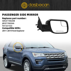 Right Passenger Side Mirror Compatible with Ford Explorer 2011-2019 Power Glass Manual Folding Non-Heated Replaces GB5Z17682AB