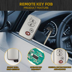 4 Buttons Key Fob Replacement Keyless Entry Compatible with Toyota Avalon 2007-2010 Toyota Camry 2007-2008 Smart Remote Control Replace# 89904-06041 HYQ14AAB