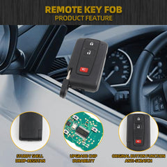 Key Fob Replacement Compatible with Toyota Prius 2004-2009 Keyless Entry Remote Control Replaces MOZB31EG P/N: 2584A-B31EG 89994-47061 3 Buttons 312MHz (Only for Silver Logo)