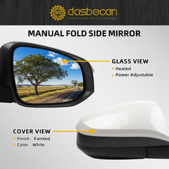 Right Side Mirror White Compatible with 2014-2023 Toyota 4Runner Heated Power Adjustment Door Passenger Mirror Rear View Assembly 5PINS# 8791035B90-PFM TO1321313