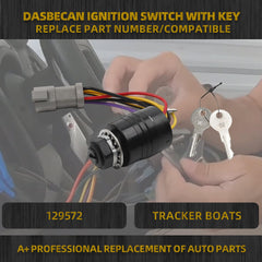 129572 Ignition Switch with Key Compatible with Tracker Boats, Ignition Switch with 2 Keys 3 Position 6 Wire Connectors Replaces# 129572