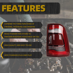 Right Passenger Side Tail Light Assembly Rear Lamp LED Compatible With Dodge Ram 1500 2019 2020 2021 2022 2023 without blind spot (Red Cover)