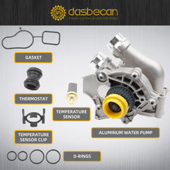 Aluminum Electric Engine Water Pump Assembly Replaces# 06H121026CQ 06H121026AB Compatible with 2008-2016 Audi A3 A4 A5 A6 Q3 Q5 TT VW Beetle CC Eos GTI Jetta Passat Tiguan 2.0L 2.0T