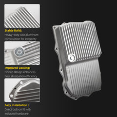 Upgrade Transmission Oil Pan, Heavy Duty Cast Aluminum, Fits 8HP70/8HP75, Compatible with Ram 1500 2013-2021, Dodge Challenger Charger 2015-2021, Replaces 228053000