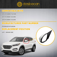 Left Driver Side Mirror Compatible with 2016-2018 Hyundai Tucson White Door Mirror with Power Heated Glass, Manual Folding Replace# 87610D3410 HY1320246(5 pins)