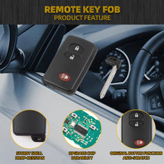 Key Fob Replacement Compatible with Toyota RAV4 2008-2012 Toyota Prius 2010-2014 Toyota Highlander 2007-2014 Keyless Entry Remote Control Replace#89904-48100 HYQ14AAB 3 Buttons