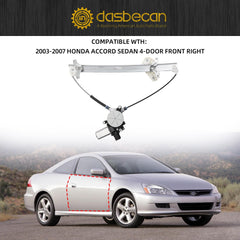Front Passenger Side Power Window Regulator with Motor Assembly 6Pins Comptible with 2003-2007 Honda Accord(Sedan 4-Door Only) Replace #741-307