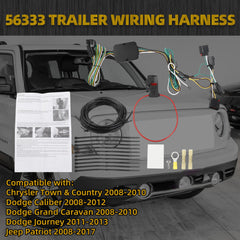 56333 Trailer Wiring Harness Compatible with 2008-2010 Chrysler Town & Country Dodge Grand Caravan 2011-2013 Durango 2008-2012 Caliber 2008-2017 Jeep Patriot 4-Pin Connector Towing Wiring Kit