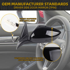 Left Driver Side Door Mirror Compatible with Honda Accord EXL Hybird Touring 2018-2022 Power | Heated | Blind Spot Detection |Turn Signal | HO1320330 76251TVAA31ZJ, (8Pins-Black)
