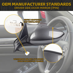 Left Driver Side Door Mirror Compatible with Honda Accord Sport Hybrid EX 2018-2022 Power | Heated | Blind Spot Detection | 76258-TVA-A22, HO1321328 (7Pins-Modern Steel Metallic)