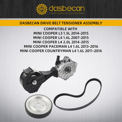 3PCS Drive Belt Tensioner Idler Friction Wheel & 1060352 Serpentine Belt & Engine Water Pump Pulley for Mini Cooper Paceman Countryman 07-16,1.6L 2.0L 1.5L Replace# 11287548848 11517545958