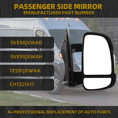 Passenger Right Side Mirror 5VE98JXWAD Compatible with Ram Promaster 1500 2500 3500 2014-2021 Manual Non-Heated Glass Turn Signal light Textured Black Replaces# CH1321417