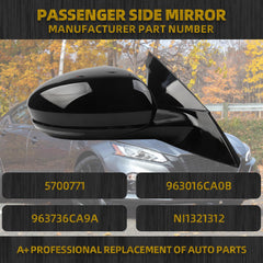 Passenger Side Mirror Compatible with 2019-2023 Nissan Altima Heated Turn Signal Manual Fold Power Adjustment Right Door Mirror 6PINS Black Replaces#963016CA0B NI1321312