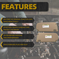 Left Driver & Right Passenger Side Sun Visor Sun Shade with Vanity Mirror Compatible with Hyundai Elantra 2007 2008 2009 2010 Replace# 852012H0208M (Beige)