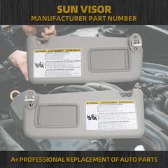 Left Driver & Right Passenger Side Sun Visor Compatible with 2013-2018 Toyota Rav4 (4th Gen XA40) Sunvisor (Gray) Replace 74320-42595 74310-42593