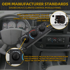 55057079AB HVAC Climate Control Module Conditioning Control Switch Panel AC Heater Compatible with 2006-2008 Dodge Ram 1500 2500 3500 2008-2011 Dakota Replaces# P55056569AD P55056569AC