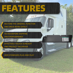 Left Driver Side Luxury Sport Truck Sun Visor Shade Assembly w/o Wire or Mirror Compatible with Freightliner Cascadia 2007-2017 (After June 2007) Replace# 924-8005