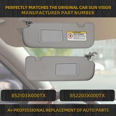 Gray Pair Sun Visor Compatible with Hyundai Elantra 2011 2012 2013 2014 2015 Replaces# 852103X000TX 852203X000TX