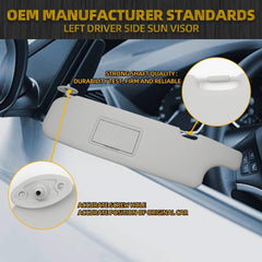 Left Driver Side Sun Visor W Mirror Compatible with 70 Series Land Cruiser Replaces# 74320-60300-A0 74310-90K11-08