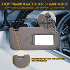 Gray Right Passenger Side Sun Visor with Vanity Mirror Compatible with Hyundai Elantra 2007 2008 2009 2010 Replace# 852012H0208M 85201-2H110-8M 85202-2H110-8M 85201-2H110-4W 85202-2H110-4W