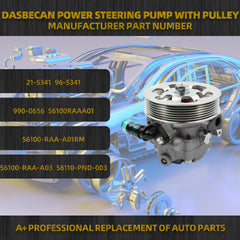 21-5341 Power Steering Pump With Pulley Compatible With Honda Accord EX/LX/DX 2.4L L4 2003-2008 Replaces# 96-5341 990-0656 56100RAAA01