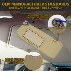 Left Driver Side Sun Visor Compatible with Honda CRV CR-V 2017-2022 Replaces# 83280-TLA-A62 83280-TLY-H11ZB | Makeup Mirror | Vanity Light | Beige