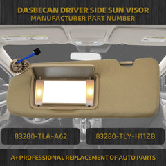 Left Driver Side Sun Visor Compatible with Honda CRV CR-V 2017-2022 Replaces# 83280-TLA-A62 83280-TLY-H11ZB | Makeup Mirror | Vanity Light | Beige