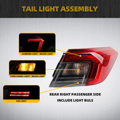 Right Tail Light Assembly Compatible with 2022 2023 2024 Honda Civic Rear Lamp Outer Passenger Side W/Bulbs Replaces# HO2805123 33500-T20-A01