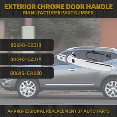 Front Left Driver Side Door Handle Compatible with Nissan Rogue 2010-2013 Exterior Chrome Handle with Smart Entry Keyless Keyhole Replaces 80640-CZ31B 80640-CZ31A 80645-CA000