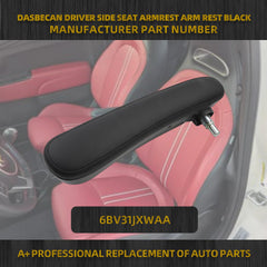 Front Driver Side Seat Armrest Compatible with Fiat 500 2016 2017 2018 2019 Black Left Adjustable Arm Rest Replace# 6BV31JXWAA