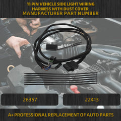 22413 11 Pin Vehicle Side Light Wiringharness with Dust Cover Compatible with Western SnowEx Fisher Blizzard Plows Replace# 26357
