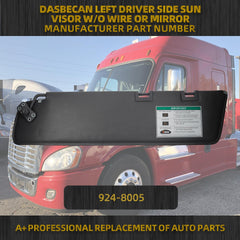 Left Driver Side Luxury Sport Truck Sun Visor Shade Assembly w/o Wire or Mirror Compatible with Freightliner Cascadia 2007-2017 (After June 2007) Replace# 924-8005