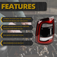 Tail Light Assembly LED Compatible With Dodge Ram 2500 3500 2019-2023 Rear Lamp Left Driver Side 68361719AD Without blind spot (Black Cover)