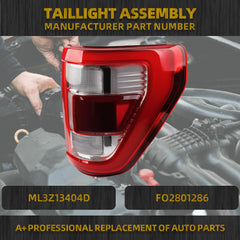 Right Passenger Side Tail Light Compatible with 2021 2022 2023 Ford F150 King Ranch | Lariat | Limited | Platinum With Blind spot module install location Rear Taillight LED Type